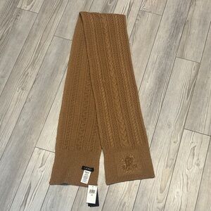 Ralph Lauren Black Label Tan Cable Knit Scraf 62” New With Tags